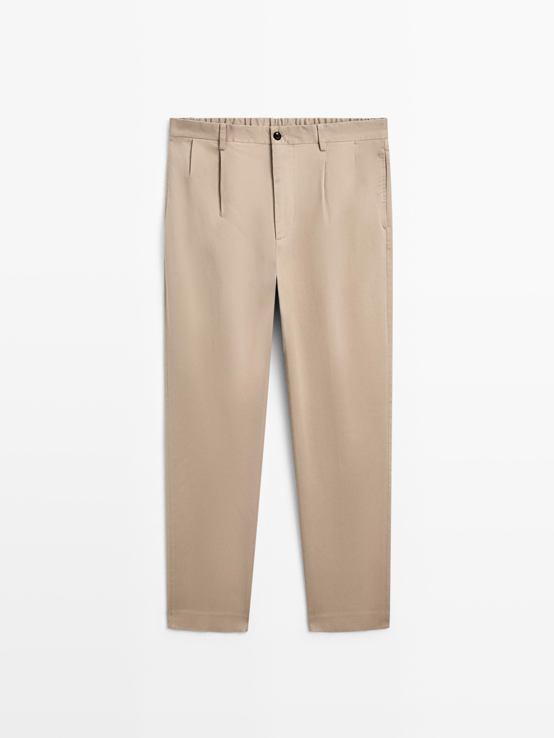 Cotton blend darted trousers
